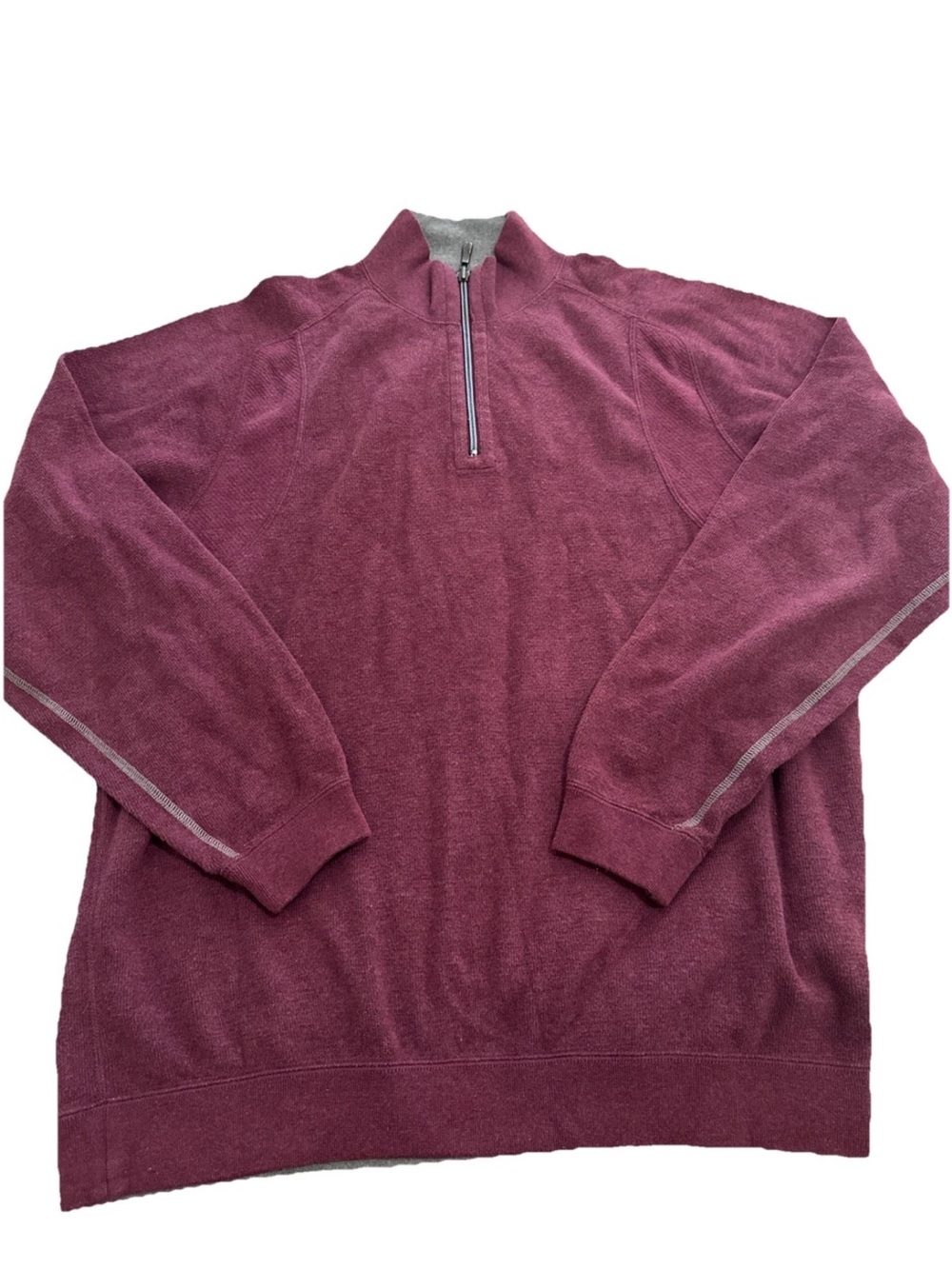 Tommy Bahama Men’s 2XL Burgundy Knit Zip Mock Neck Pullover Sweater Preowned
